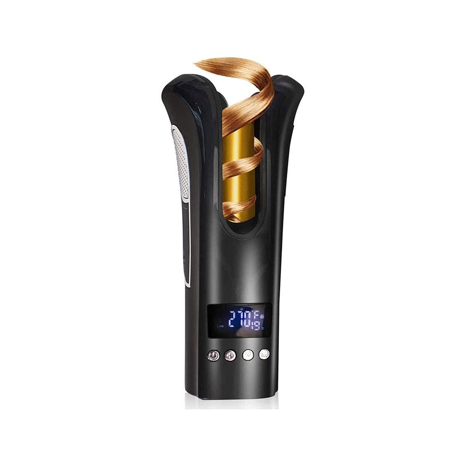 HHWKSJ Cordless Auto Hair Curler - Rechargeable Rotating Ceramic Curling Iron with LCD Display, Adjustable Temperature & Timer for Perfect Curls | Fast Heating, Portable Hair Styling Wand for Home, Travel & Salon Use
