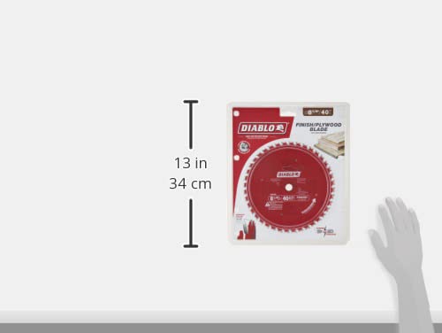 Diablo 8-1/4 Inch Finishing Saw Blade for Wood - 40 ATB Teeth, 5/8 Inch Arbor, 0.094 Inch Kerf - Perfect for Trim Work, Cabinetry, and Fine Woodworking Projects