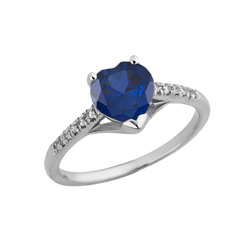 14K White Gold Diamond Solitaire September Birthstone Heart Ring for Engagement & Proposal - Perfect for Anniversaries, Valentine's Day & Romantic Gifts