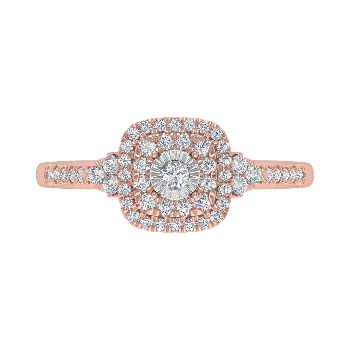 1/3 Carat Cushion Cut Halo Diamond Engagement Ring in 10K Gold - Elegant Wedding Proposal Ring for Her, Perfect for Anniversaries & Special Occasions