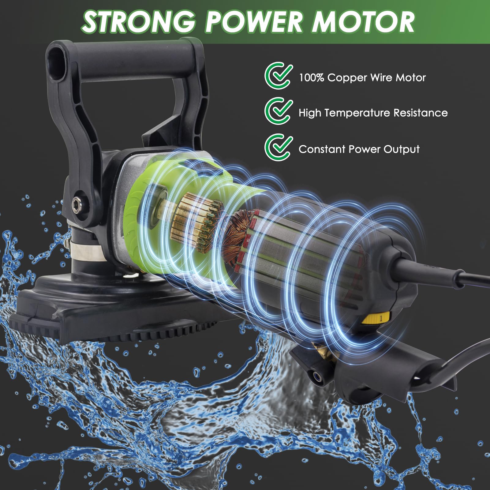 800W 4-Inch Electric Wet Stone Polisher - Variable Speed Grinder & Buffing Machine with 7PCS Diamond Polishing Pads - Perfect for Granite, Tile, Concrete Countertops & Floors - Ideal for Home Renovation, DIY Projects & Professional Surface Polishing