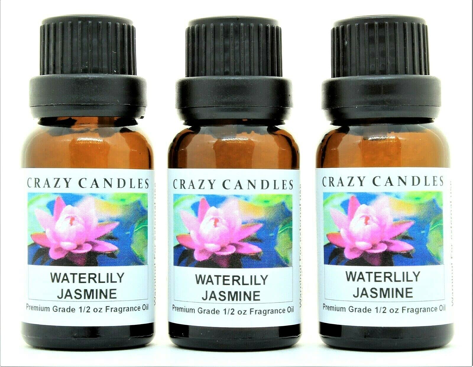 Premium Jasmine Water Lily Fragrance Oil - 3 Pack (1/2 FL Oz/15ml Each) for Aromatherapy, Diffusers & Home Scenting