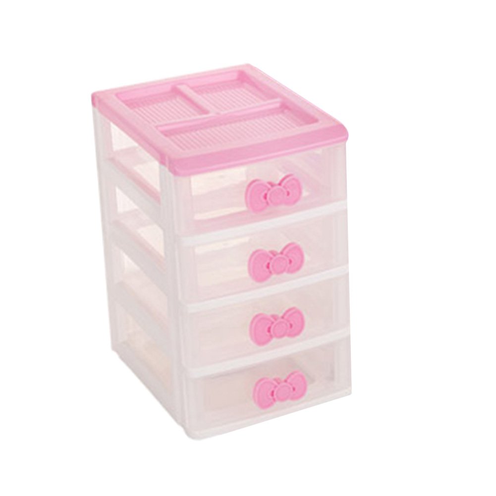 4-Tier Plastic Storage Box Organizer - Desktop Drawer Cart for Makeup, Jewelry, Office Supplies & Sundries (5.5