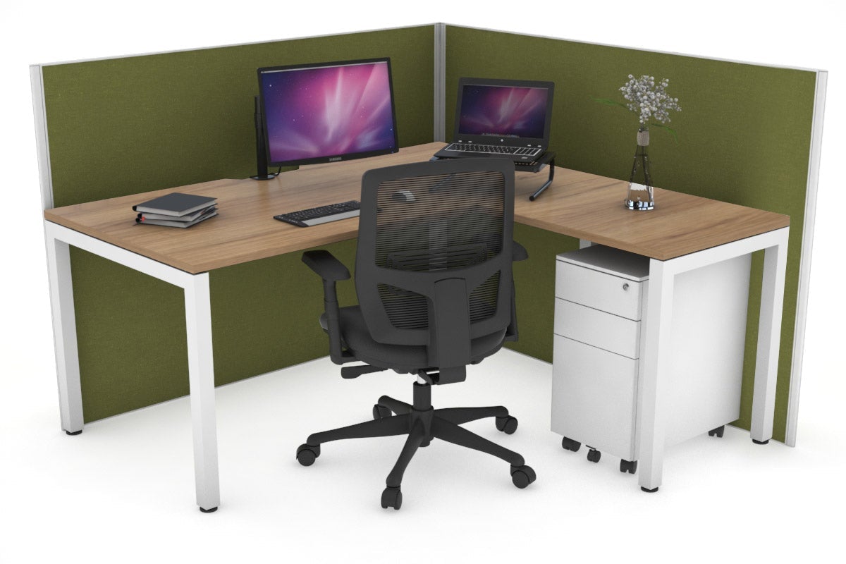 Horizon Quadro Square Legs L-Shaped Corner Office Desk - 1600L x 1550W with Cable Management - Perfect for Home Office & Workspace Setup