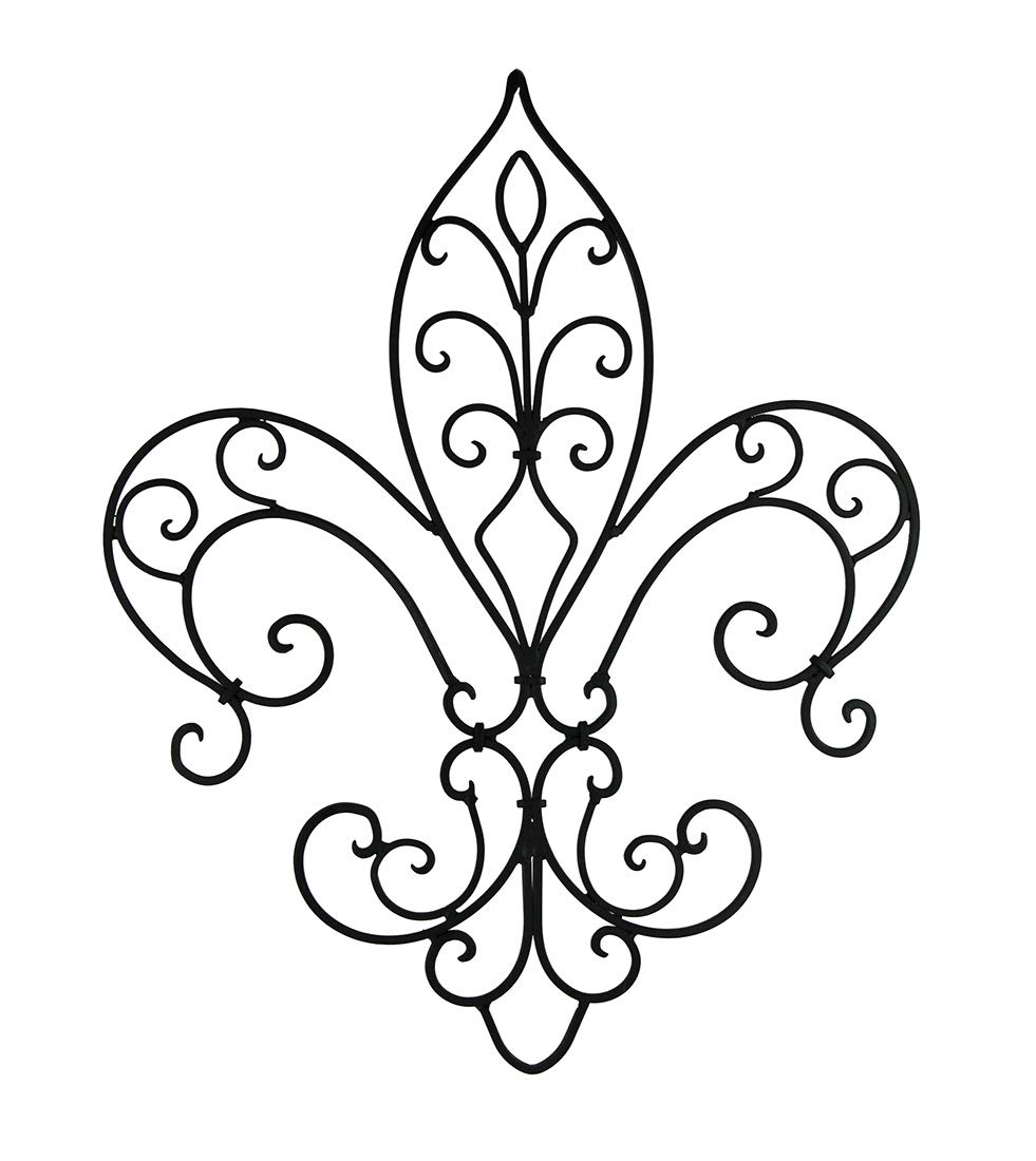 Handmade Wrought Iron Fleur de Lis Wall Decor - Elegant French Style Metal Wall Art for Living Room, Bedroom, or Garden Decoration