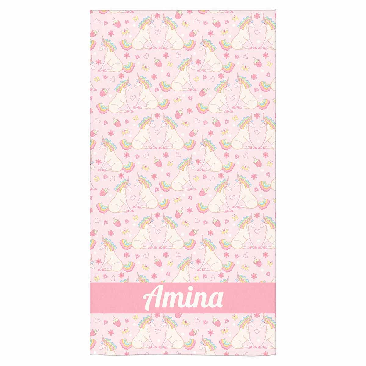 Custom Name Kids Beach Towel - Oversized Super Absorbent Sand-Free Microfiber Bath Towel | Cute Unicorn Design for Boys & Girls | Perfect for Beach, Pool, Swimming, Travel, Picnic & Camping
