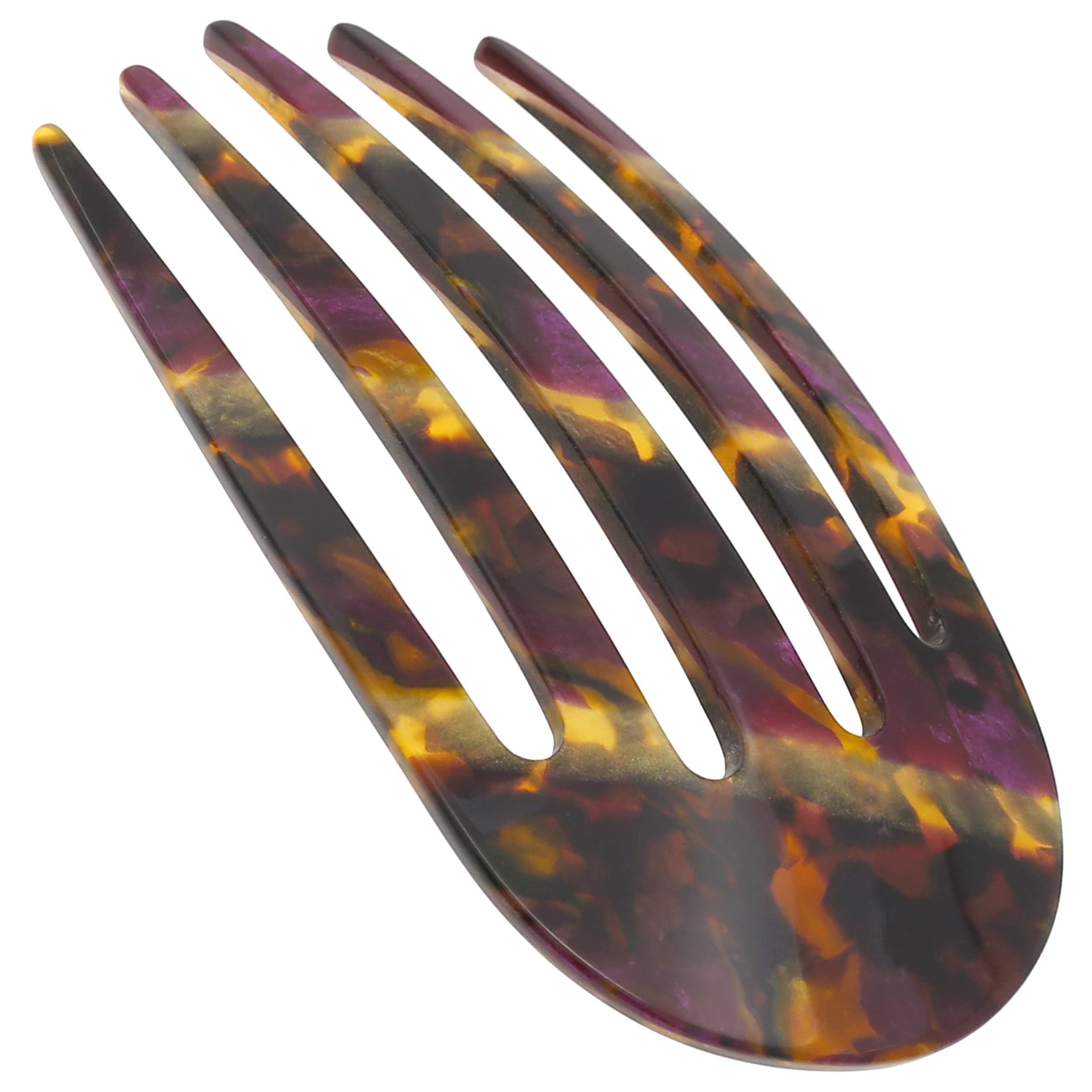 Camila Paris CP3401 French Hair Side Comb - Purple Gold Handmade Hair Clip for Women | Strong Hold No Slip Hair Accessory for Bun, Chignon & French Twist | Perfect for Weddings, Parties & Formal Events | Made in France