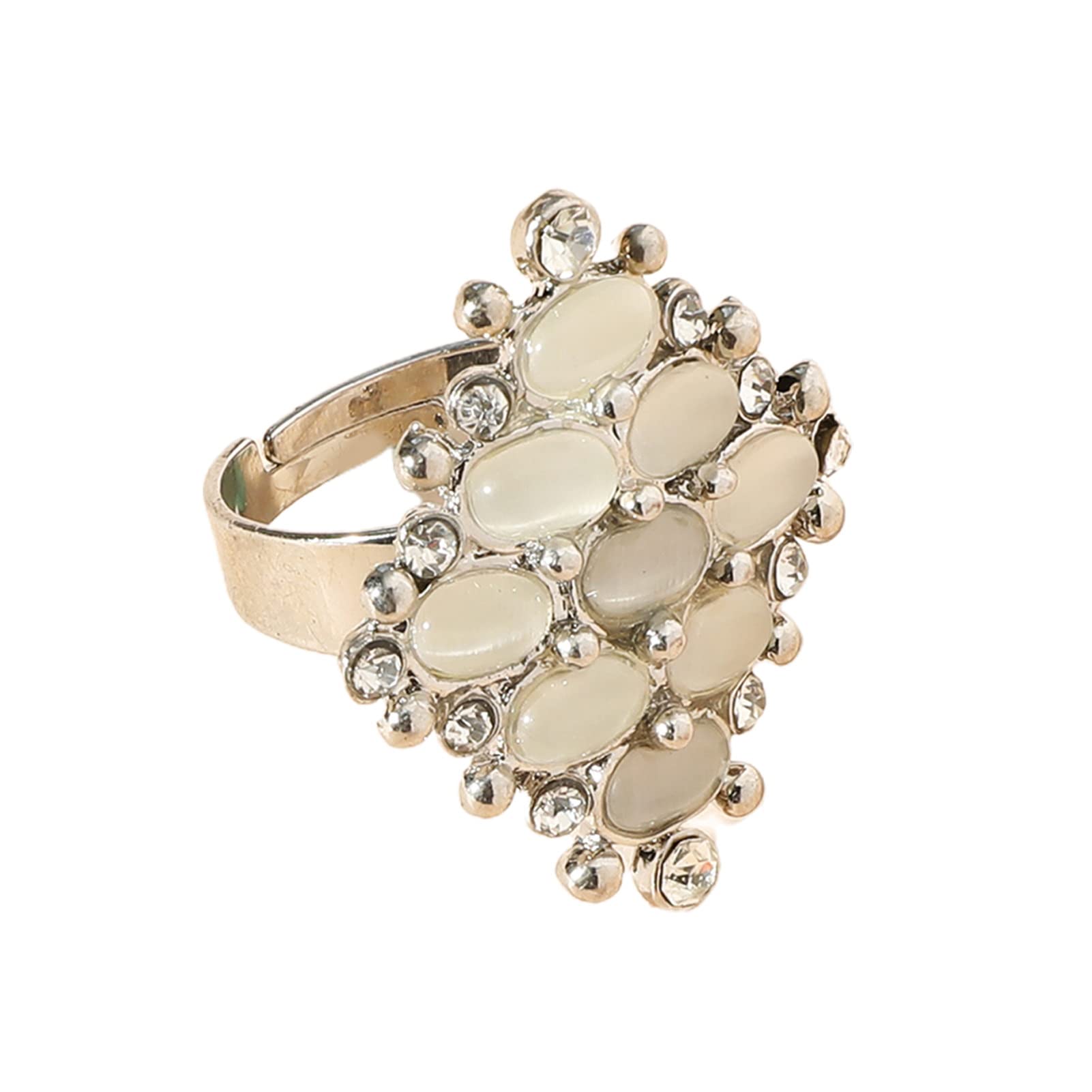Stackable Couple Rings for Women & Men - Adjustable Joint Knuckle Rings with Faux Opal Rhinestone - Trendy Square Statement Jewelry Gift for Her, Him & Couples - Perfect for Anniversaries, Weddings & Everyday Fashion