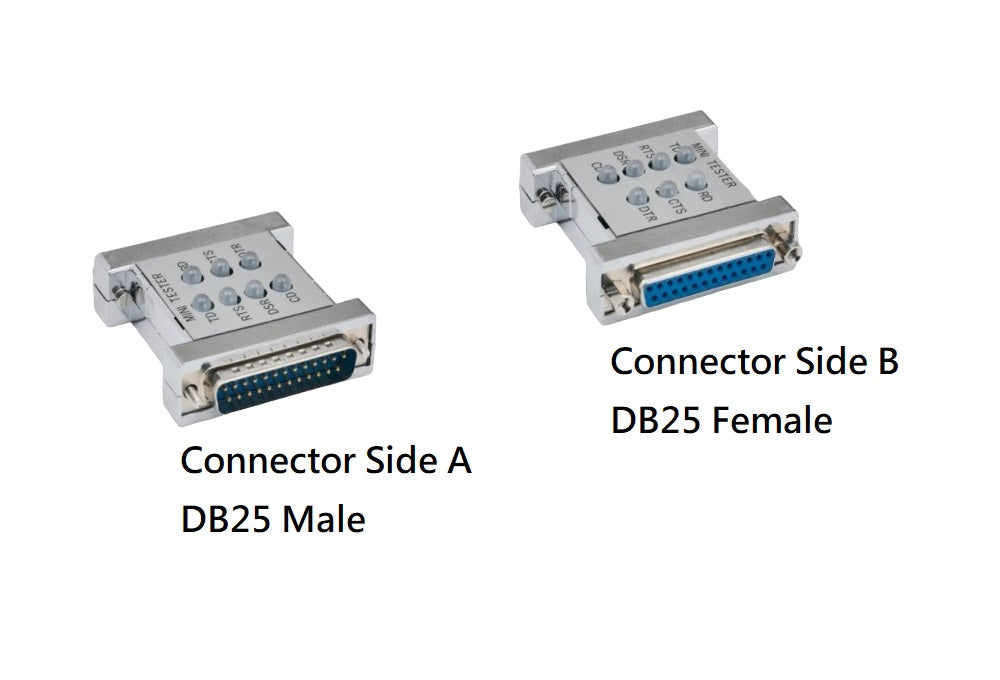 RS 232 Serial Port Tester - DB25 Male to Female Mini Tester for Serial Communication - Perfect for Computer Networking, Industrial Equipment & Electronics Testing (1PC/Pack)