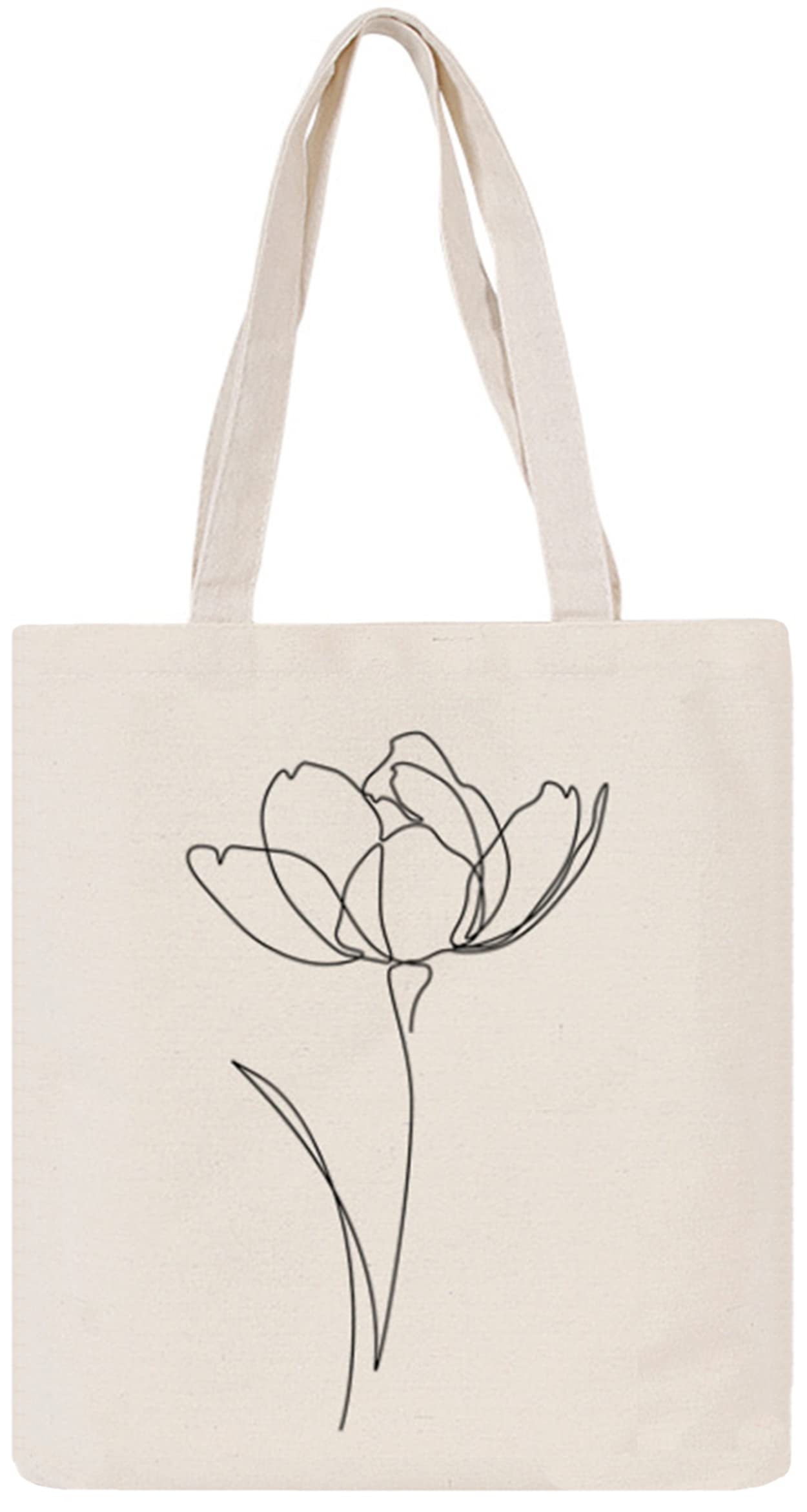 Stylish Floral Canvas Tote Bag for Women - Eco-Friendly Reusable Grocery Shopping Bag with Cute Cat Design - Perfect for Teachers, Work, Beach & Everyday Use