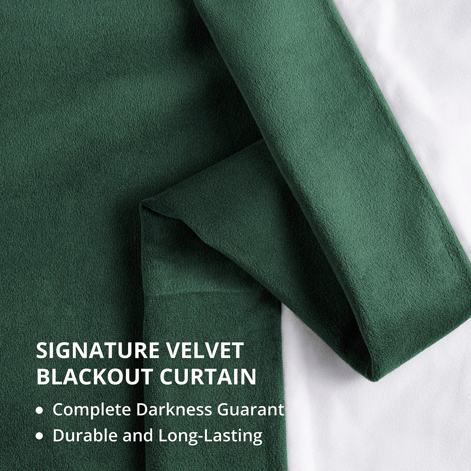 Blackforest Green Signature Velvet Blackout Curtains for Bedroom - Thermal Insulated Noise Reducing Window Drapes for Home Decor