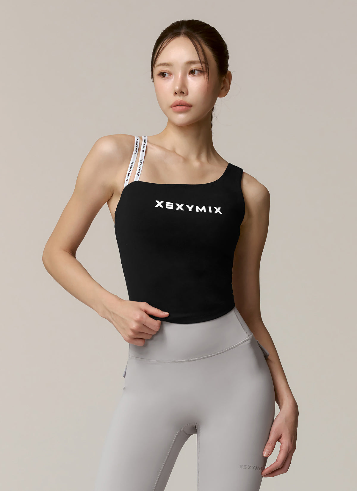 Trendy Unbalanced Logo Banding Crop Top for Women - Stylish Asymmetrical Design for Casual Wear & Summer Outfits