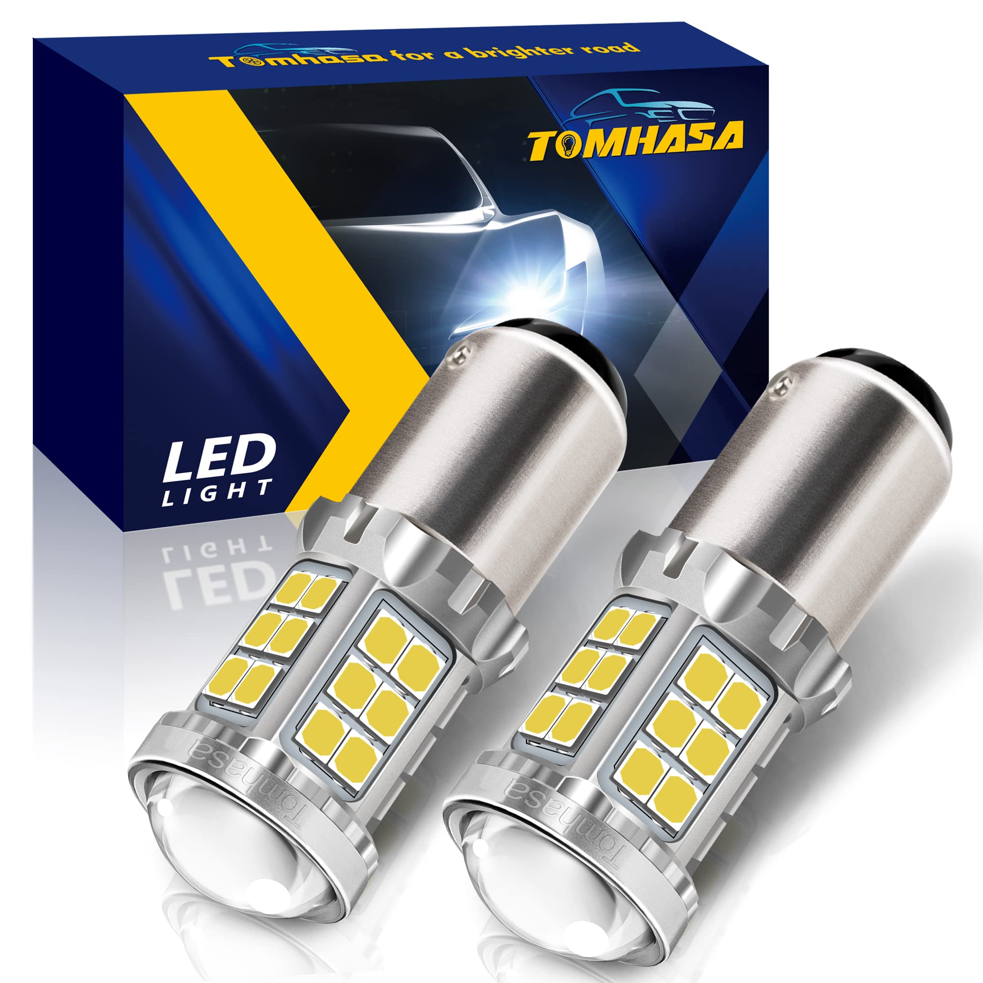 Tomhasa 1157 LED Bulb - 36SMD-2835 Chipsets, Super Bright 2357 LED Replacement for Backup Reverse Light, Brake & Turn Signal Lights, DRL - Pack of 2 | Perfect for Car, Truck, SUV & Motorcycle Tail Lights