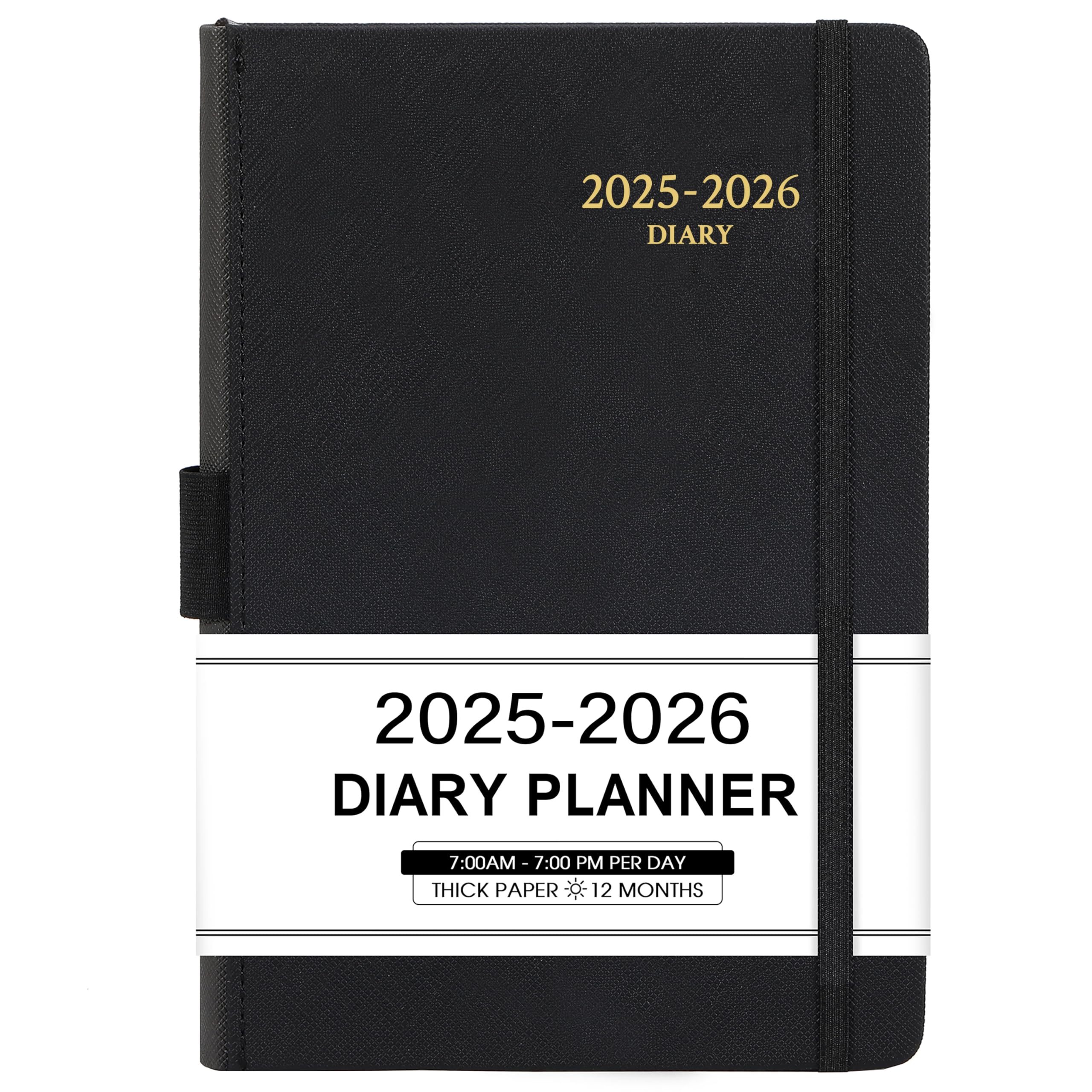 2025-2026 Academic Planner - A5 Daily Diary with Monthly Tabs | July 2025 to June 2026 | Faux Leather Cover | Black | Perfect for Students, Teachers & Professionals