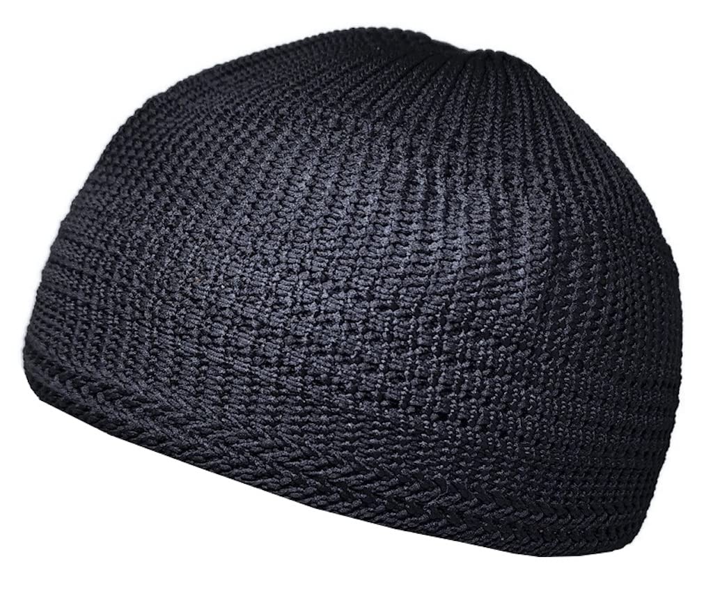 2 Pack Muslim Skull Cap Beanie - AMN-341 Islamic Prayer Crochet Takke Kufi Hat for Men, Eid Ramadan Gift - Perfect for Daily Prayers, Mosque Worship & Religious Ceremonies