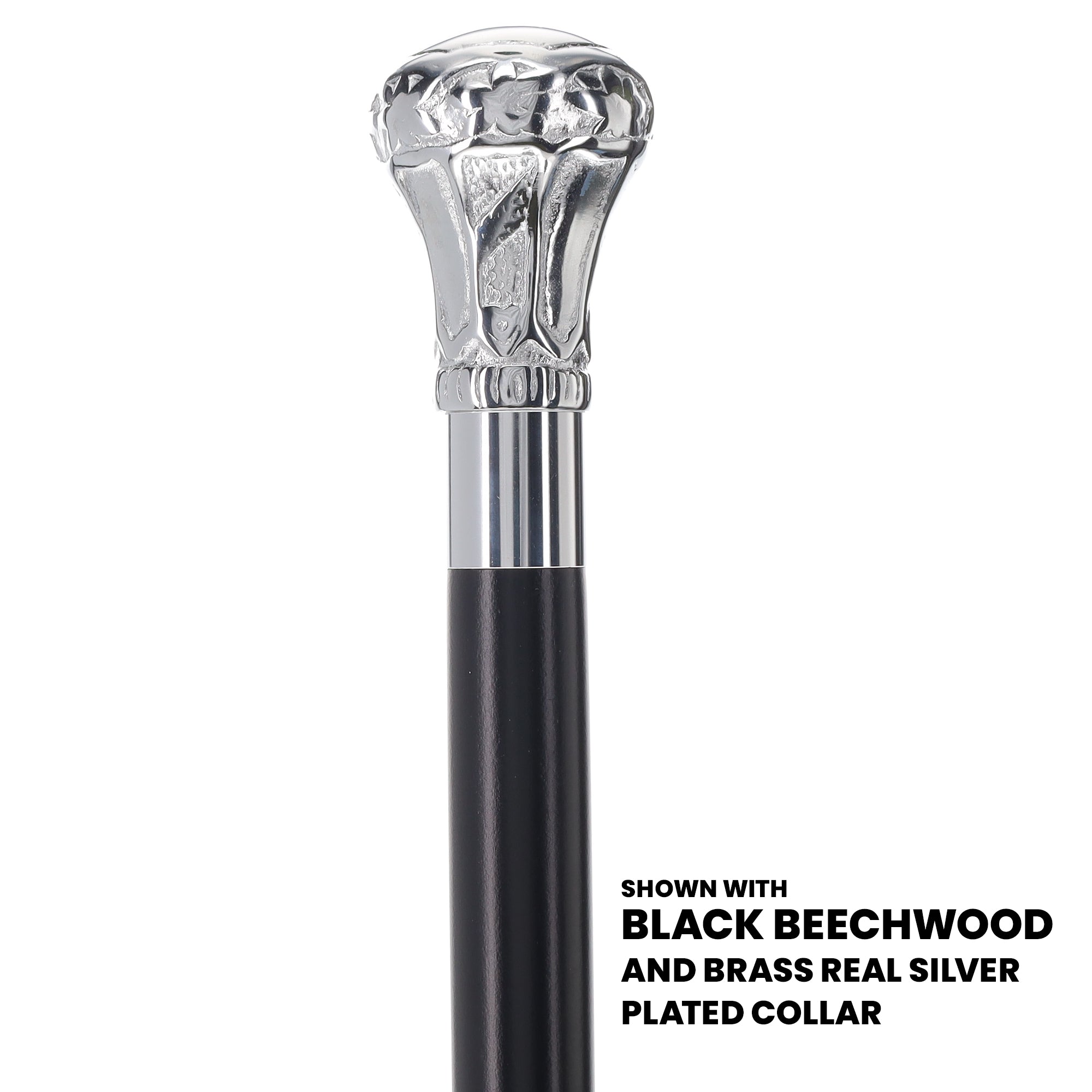 Premium Chrome Brass Cane with Custom Shaft & Collar - Adjustable Walking Stick for Seniors & Mobility Support - Ideal for Indoor & Outdoor Use