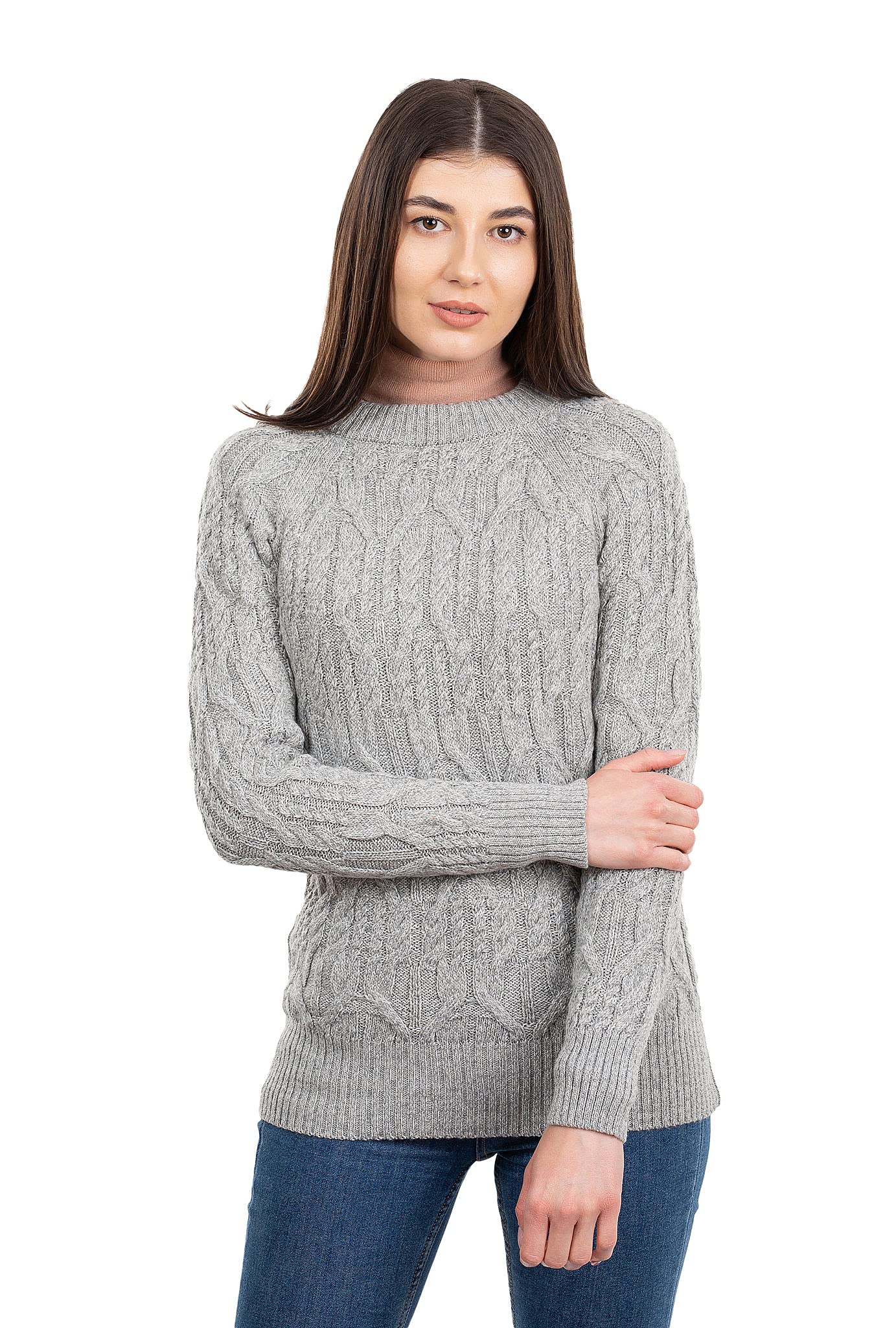 SAOL Women's Irish Sweater - Soft Merino Wool Blend Knit Pullover with Crew Neck | Warm Winter Fashion for Casual Outings & Holiday Gatherings