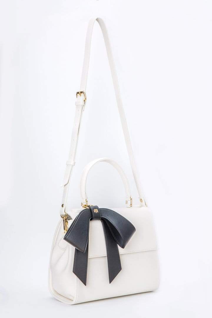 Vegan Leather Handbag for Women | Cottontail Crossbody Purse in White & Black | Perfect for Work, Travel & Everyday Use