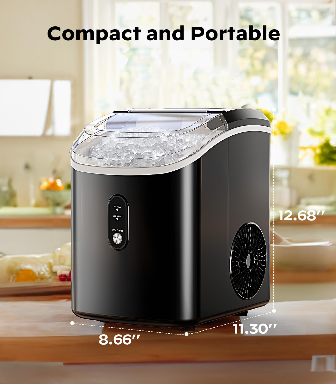Silonn Countertop Nugget Ice Maker - 33lbs/24H, Self-Cleaning Portable Pebble Ice Machine for Home, Kitchen, Office | Perfect for Cocktails, Sodas & Outdoor Parties