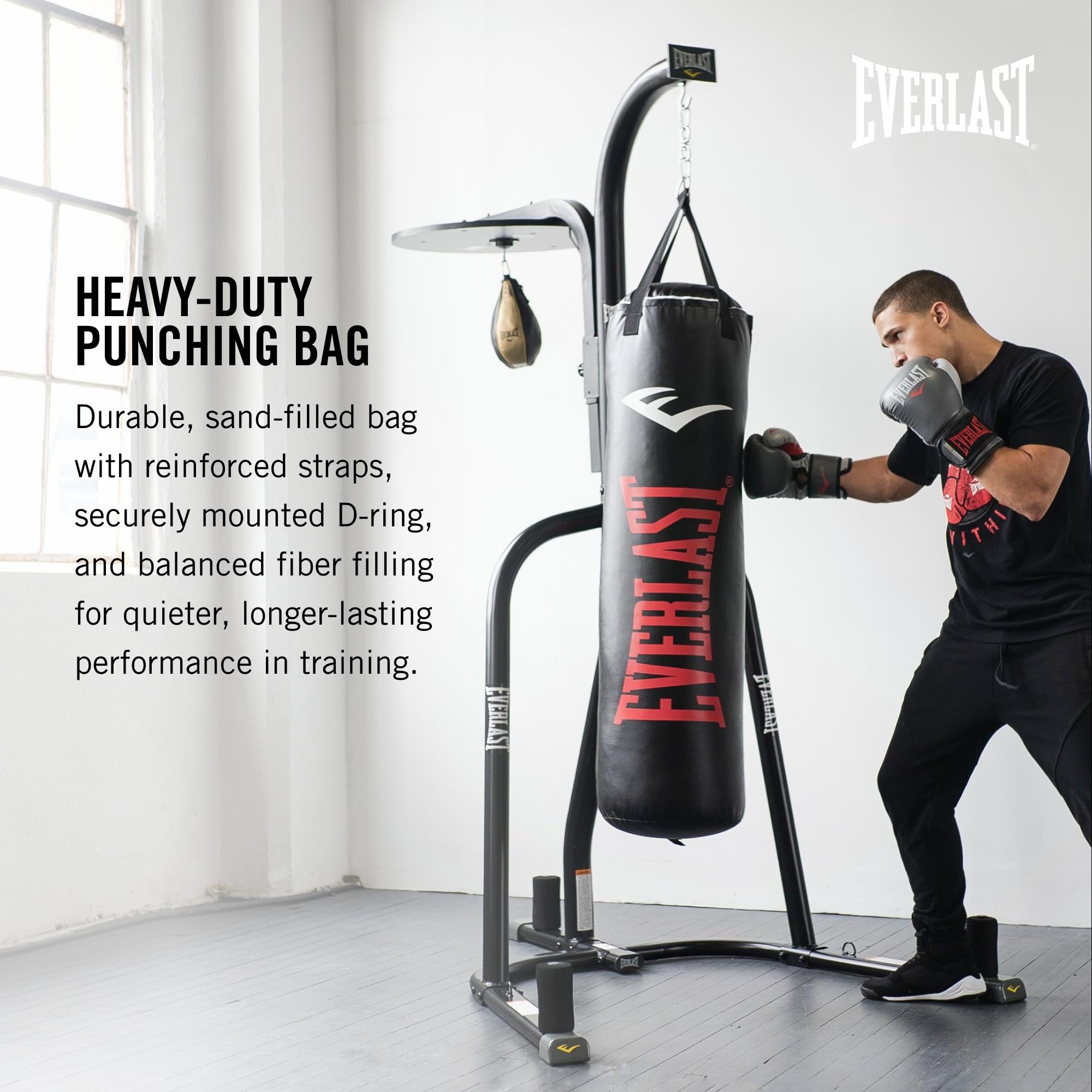 Everlast Elite 2 & Prime Punching Bag - Heavy Duty PVC Boxing Bag for MMA, Kickboxing, Muay Thai Training - Perfect for Home Gym, Boxing Practice & Martial Arts Workouts