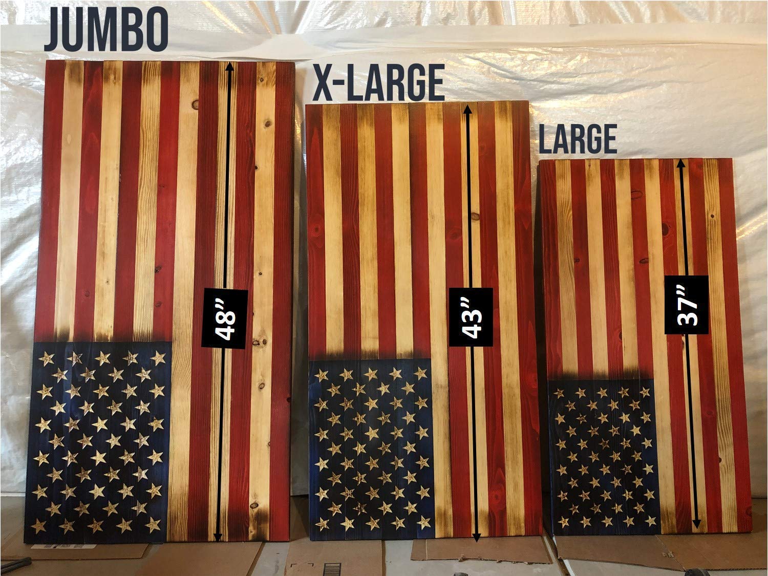 Handcarved Wooden American Flag Wall Art - Large, X-Large & Jumbo Sizes | Rustic Handmade Wood Flag Decor | Patriotic Home & Office Wall Décor | Perfect for Living Room, Bedroom, Man Cave or Gift