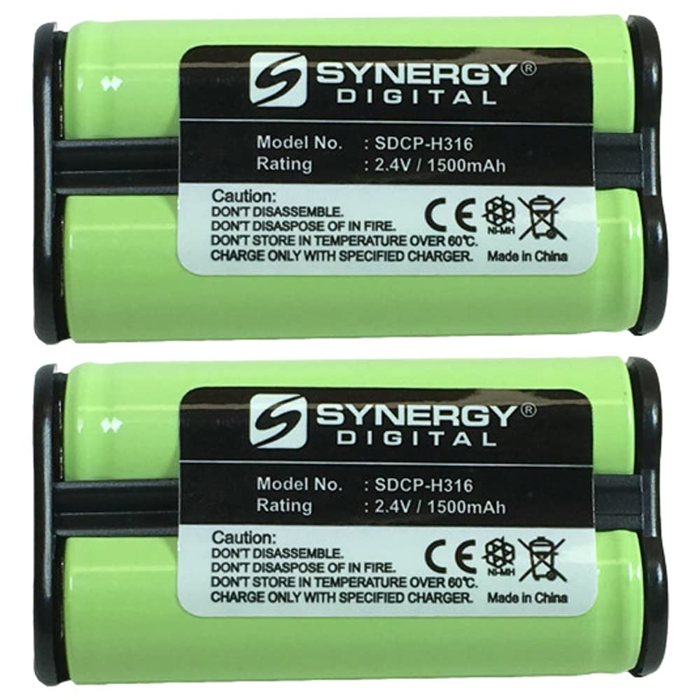Synergy Digital Cordless Phone Replacement Batteries - 2 Pack Ni-MH 2.4V 1500mAh - Compatible with V-tech 80-5017-00-00 & 80-5216-00-00 Models - Perfect for Home/Office Cordless Phones with Long-Lasting Power