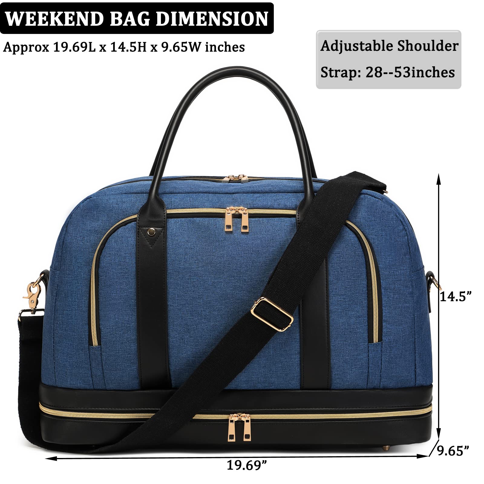Stylish Leather Weekender Bag for Women & Men - Duffle Overnight Travel Tote Carry On Luggage - Perfect for Business Trips, Gym, Weekend Getaways & Airplane Travel