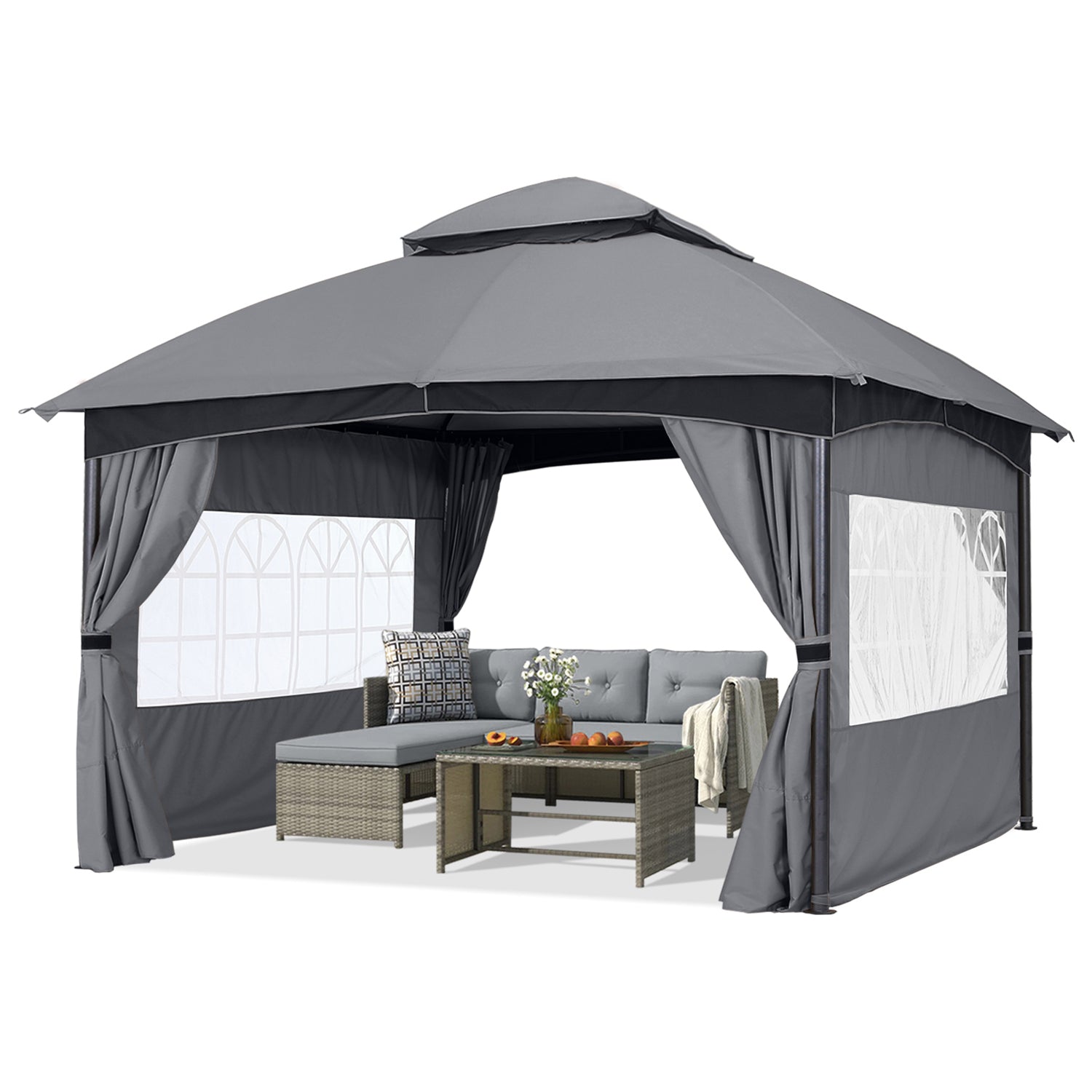 ABCCANOPY Outdoor Gazebo with Windows & Curtains - 8x8, 10x10, 10x12 Waterproof Patio Canopy for Garden, Backyard, Wedding & Party Decorations - Perfect for Outdoor Entertaining, Relaxation and Shade