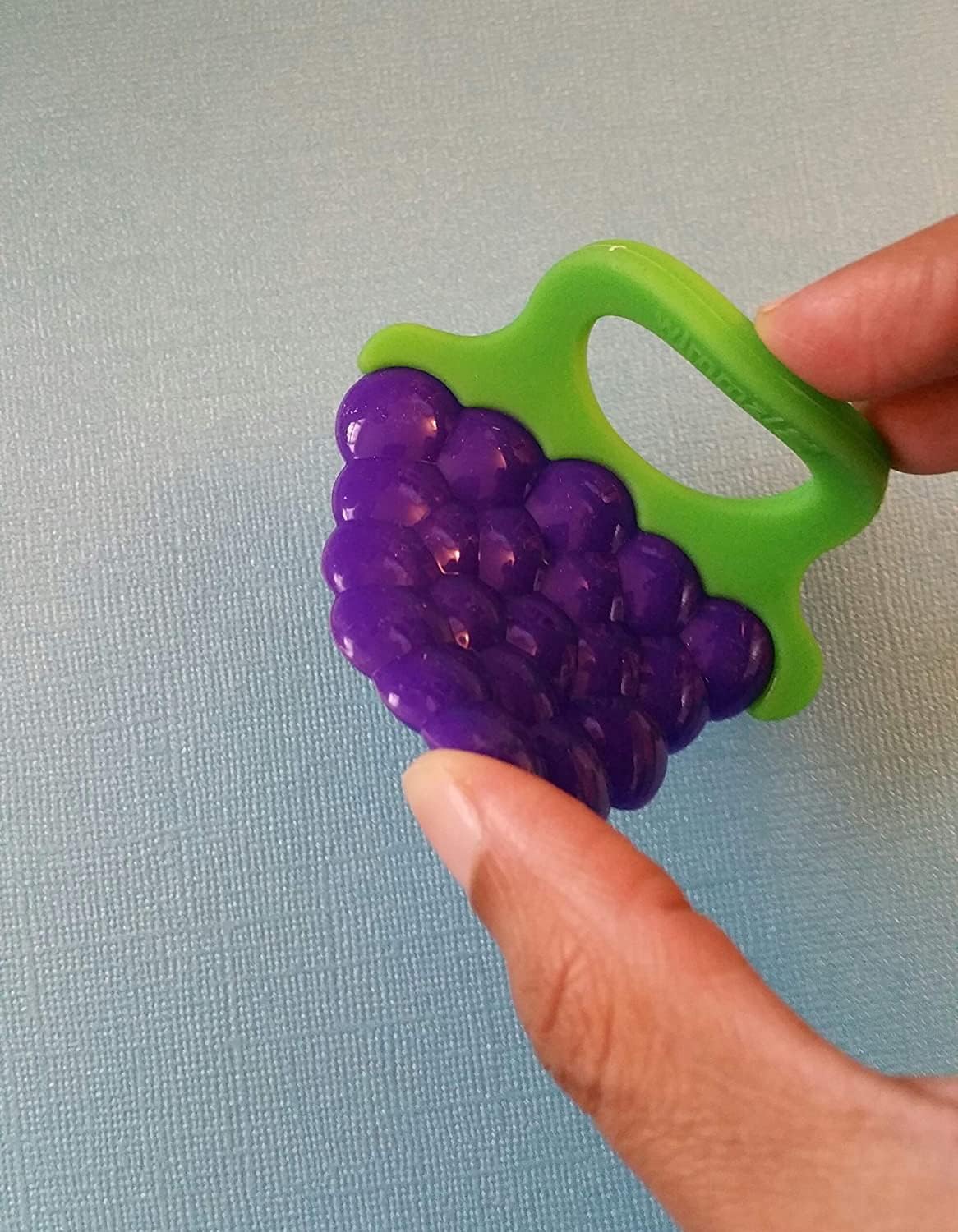 Kritiu Fruits Teether & Spoons Set - BPA-Free Silicone Baby Feeding Utensils for Infants 6+ Months | Soft, Safe & Non-Toxic | Blue Grapes & Peach Design | Perfect for Baby-Led Weaning, Teething Relief & First Foods