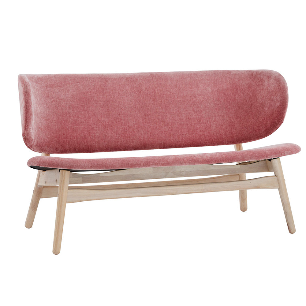 POLARA 2 Seater Lounge Chair - Modern Oak Wood Frame with Salmon Fabric - Perfect for Living Room, Patio or Office Relaxation