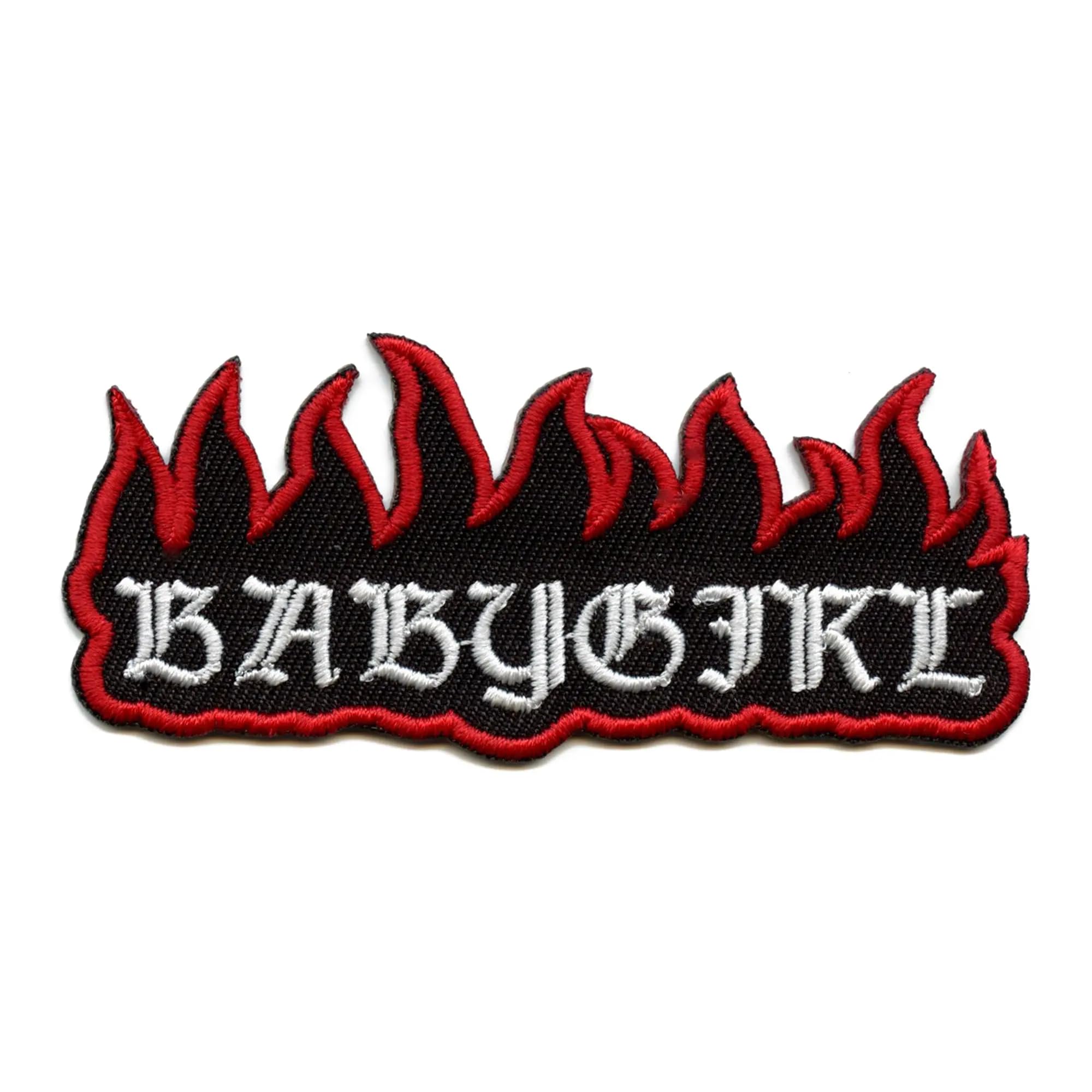 Baby Girl Flame Patch - Old English Style Embroidered Iron-On Applique for Jackets, Jeans & Backpacks | DIY Clothing Decoration & Customization