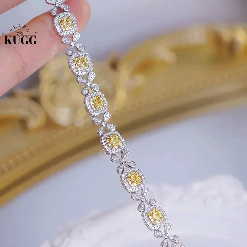 18K White Gold Diamond Bracelet for Women - 2.85 Carat Real Natural White & Yellow Diamonds, Luxury Classic Jewelry Gift for Anniversary, Birthday, Valentine's Day | Elegant Party & Wedding Accessory