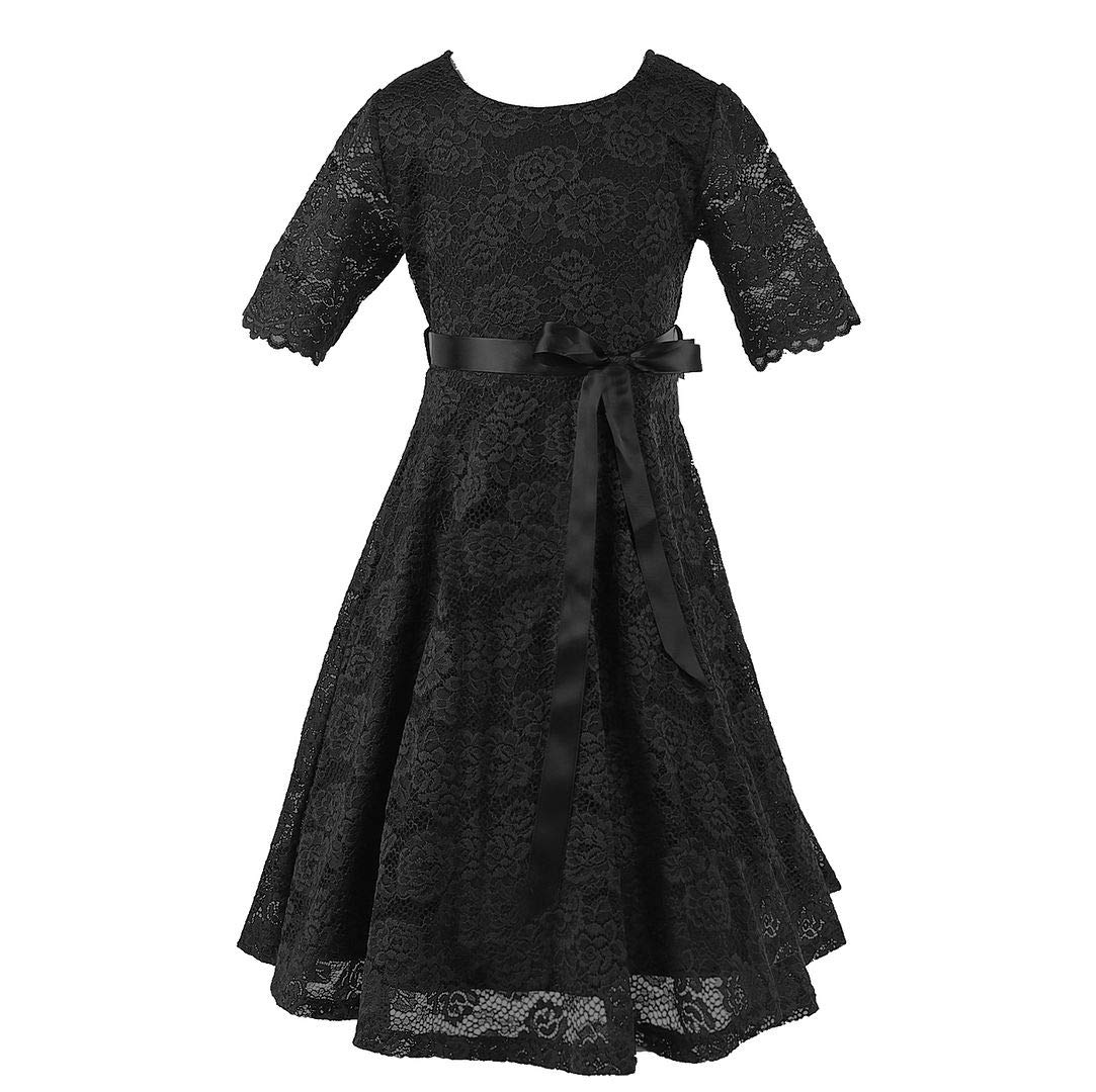 Bow Dream Flower Girl's Dress - Vintage Lace Party White Princess Dress for Weddings, Baptisms & Special Occasions