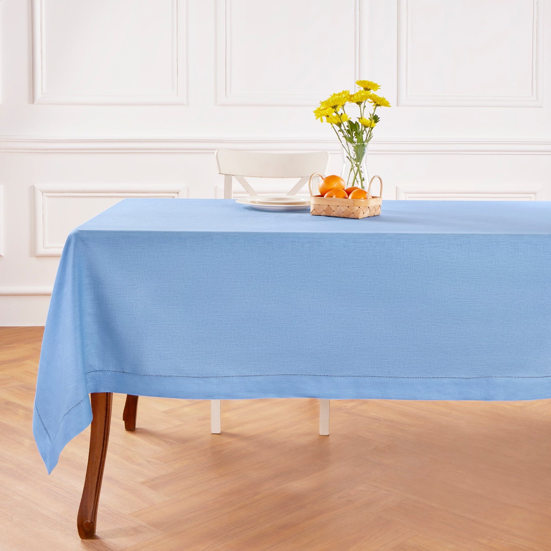 Elegant Classic Hemstitch Tablecloth - Premium Cotton Linen Table Cover for Dining Room, Wedding, Party & Special Occasions