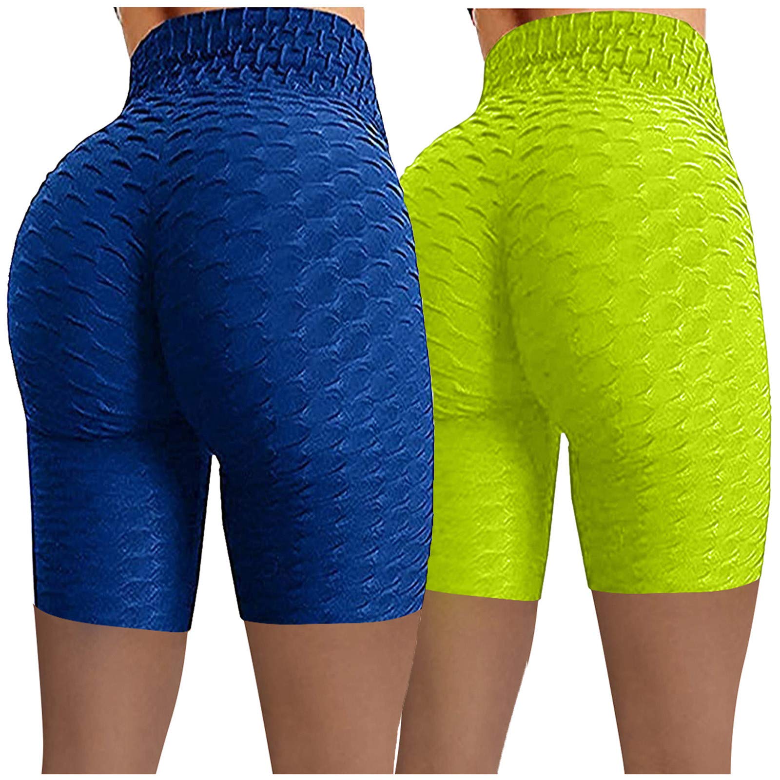 2-Pack Women's High Waist Yoga Shorts - Stretchy Workout Running Biker Shorts for Fitness & Lounge | Wrinkle-Resistant & Hip-Hugging Design | Perfect for Gym, Yoga, Running & Casual Wear