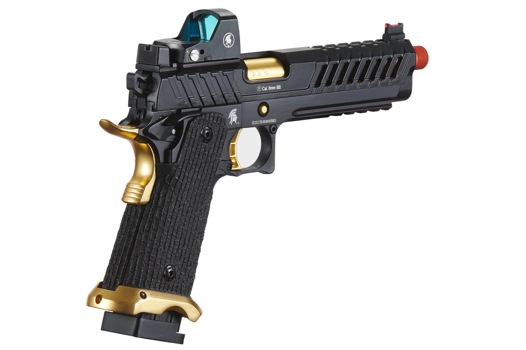 Lancer Tactical Knightshade Hi-Capa Gas Blowback Airsoft Pistol with Micro Red Dot Sight - Realistic Training & Competitive Airsoft Matches