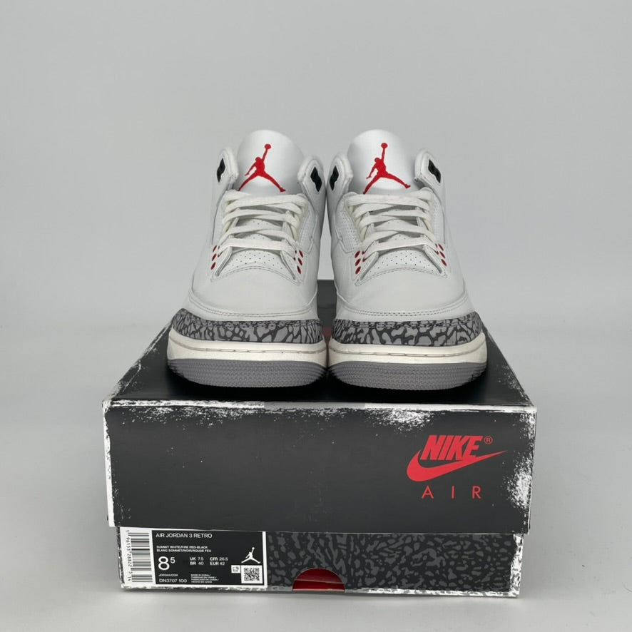 Original Air Jordan 3 White Cement Reimagined Retro Sneakers - Men's Size 8.5 / Women's Size 10W (DN3707-100) - Perfect for Basketball, Streetwear & Sneaker Collectors