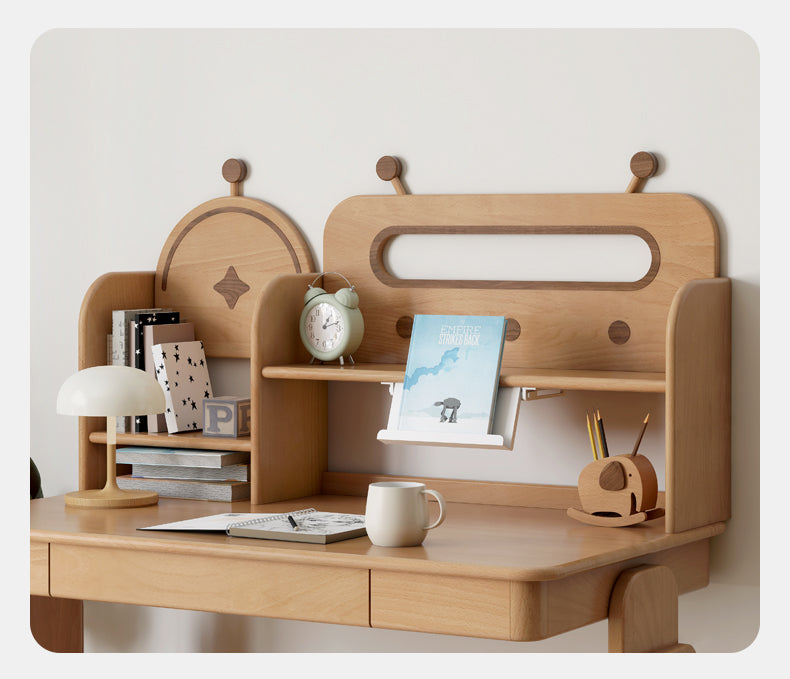 Premium Oak & Beech Solid Wood Multi-Layer Desktop Shelf - Sturdy & Stylish Organizer for Home Office, Study, or Workspace - Perfect for Books, Plants, and Office Supplies