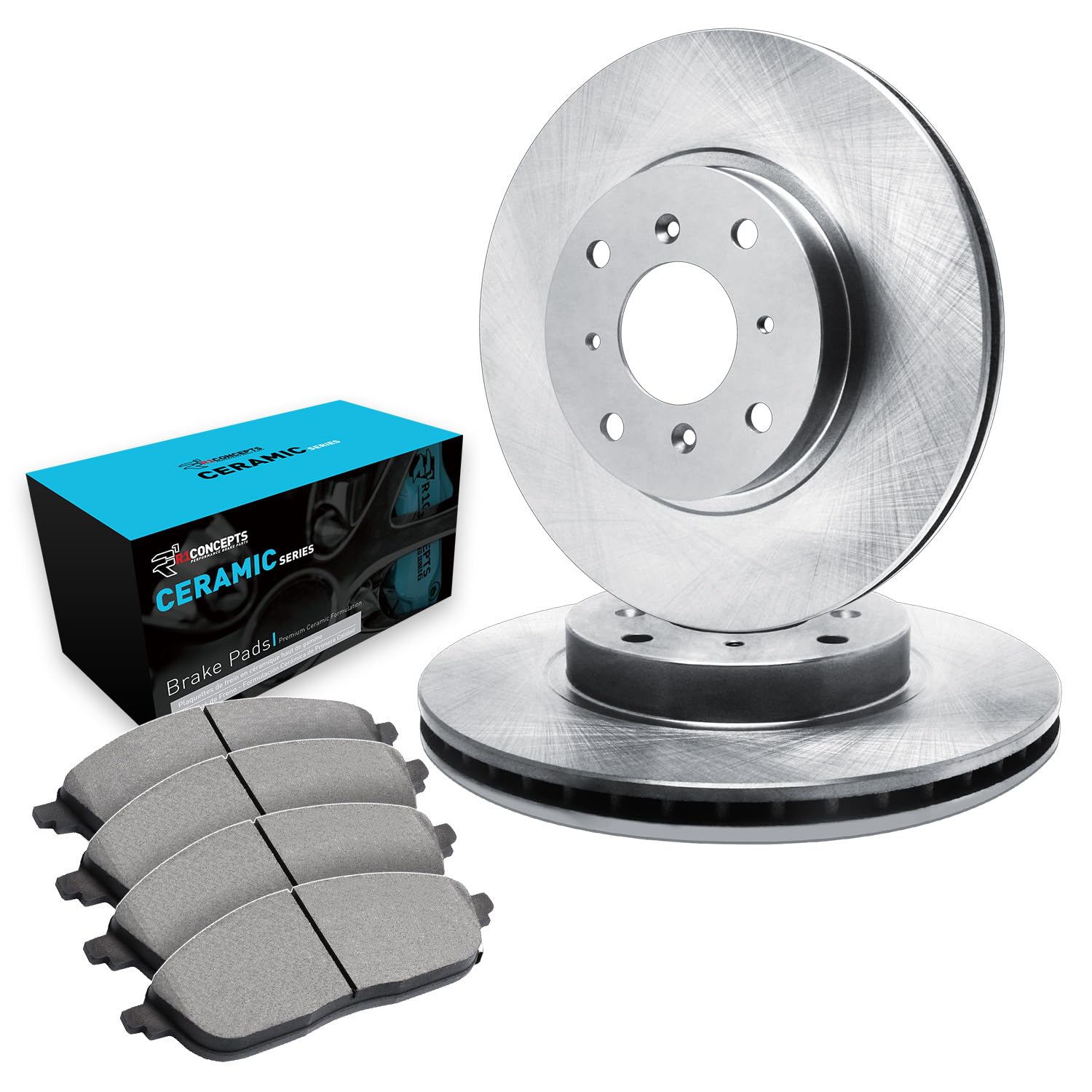R1 Concepts Premium Front Brake Pads and Rotors Kit - Ceramic Brake Pads with Drilled & Slotted Rotors - Compatible with 1984-1988 Nissan Maxima - Perfect for Daily Driving, Performance Upgrades & Safe Stopping