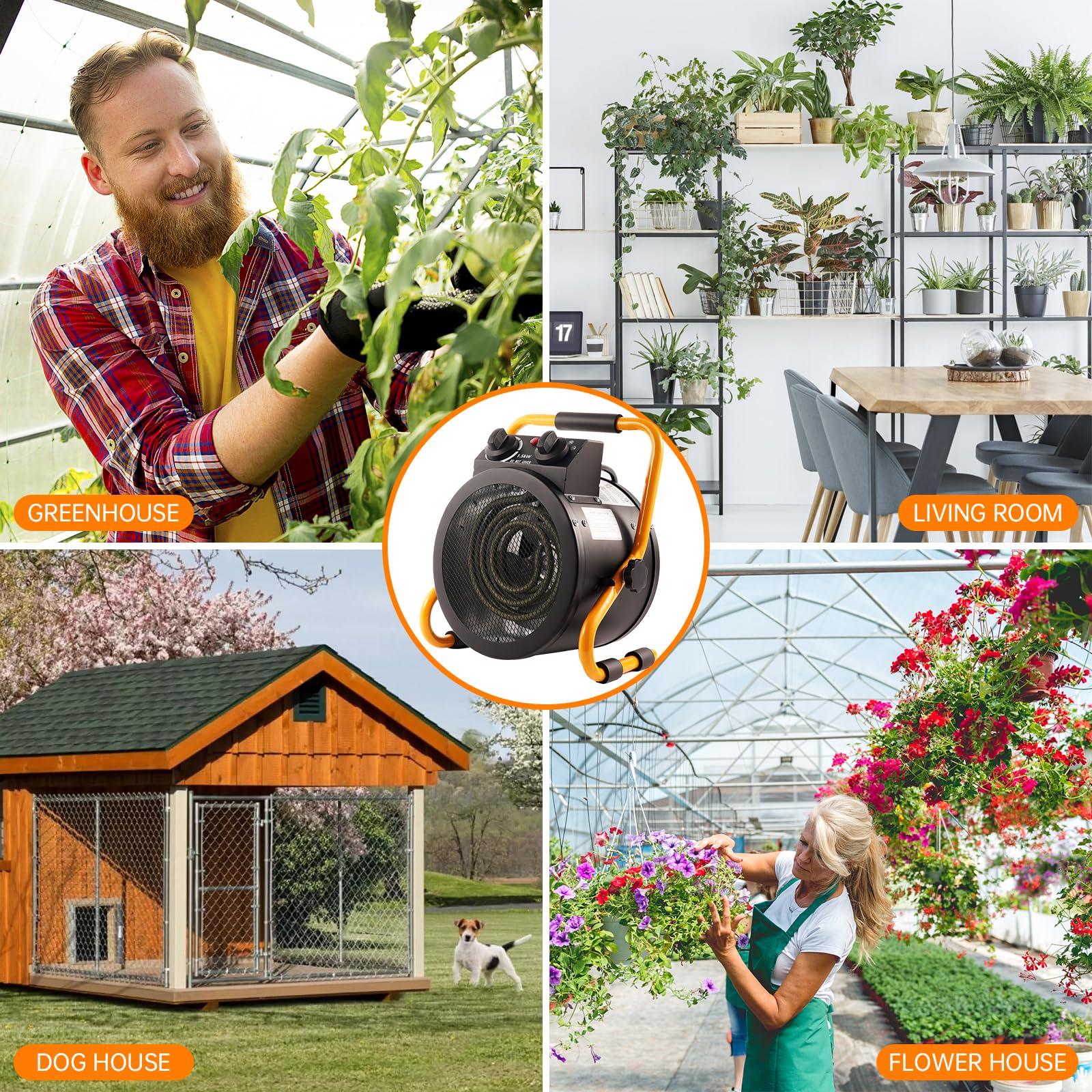 1500W Digital Greenhouse Heater with Thermostat - Portable Outdoor Space Heater Fan for Winter Plants - Fast Heating Electric Garage Warmer with Overheat Protection - Perfect for Greenhouses, Sheds & Cold Weather Gardening