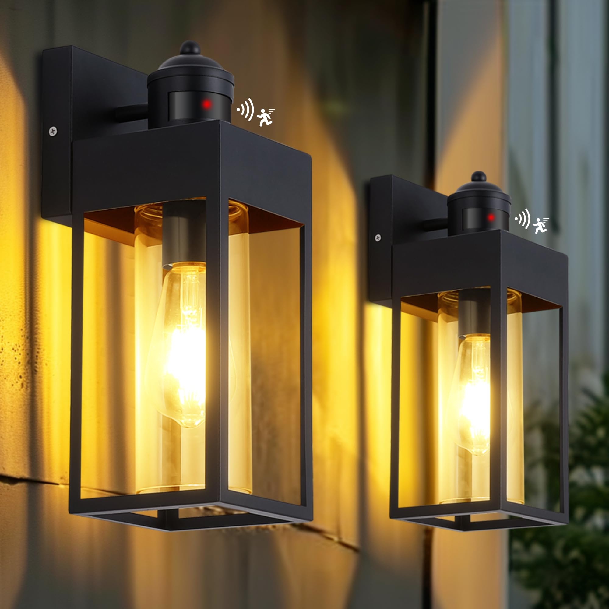2-Pack Smart Motion Sensor Outdoor Lights - Dusk to Dawn LED Wall Sconce with 3 Lighting Modes, Waterproof Exterior Lighting for Garage, Patio, Garden & Porch | Perfect for Home Security & Pathway Illumination