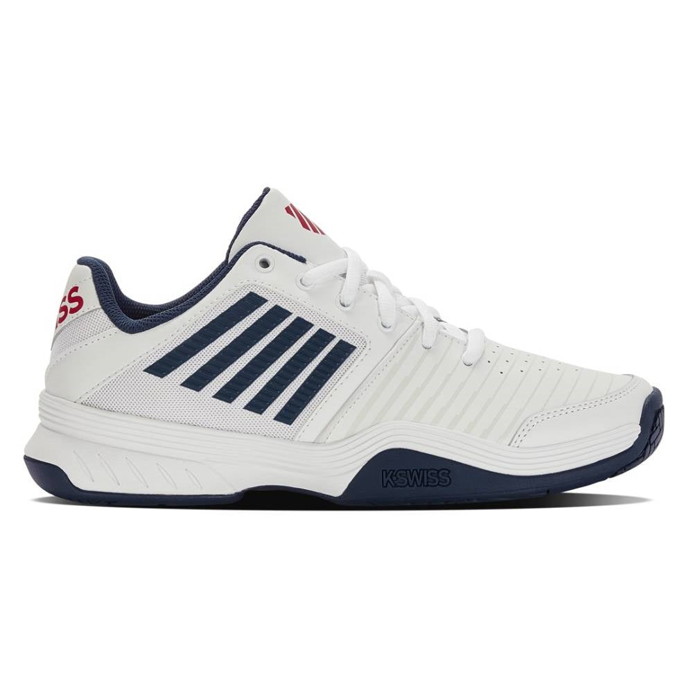 K Swiss Court Express Men's Tennis Shoes - White & Blue Athletic Sneakers for Tennis, Running & Casual Wear | Breathable Comfort & Durable Traction