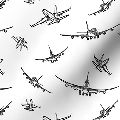Small Airplane Pilot Print Velvet Fabric by The Yard - Upholstery, Quilting & Apparel Material for Boys Room Decor, Nursery Bedding & Home Furnishings | Perfect for DIY Projects, Curtains & Throw Pillows
