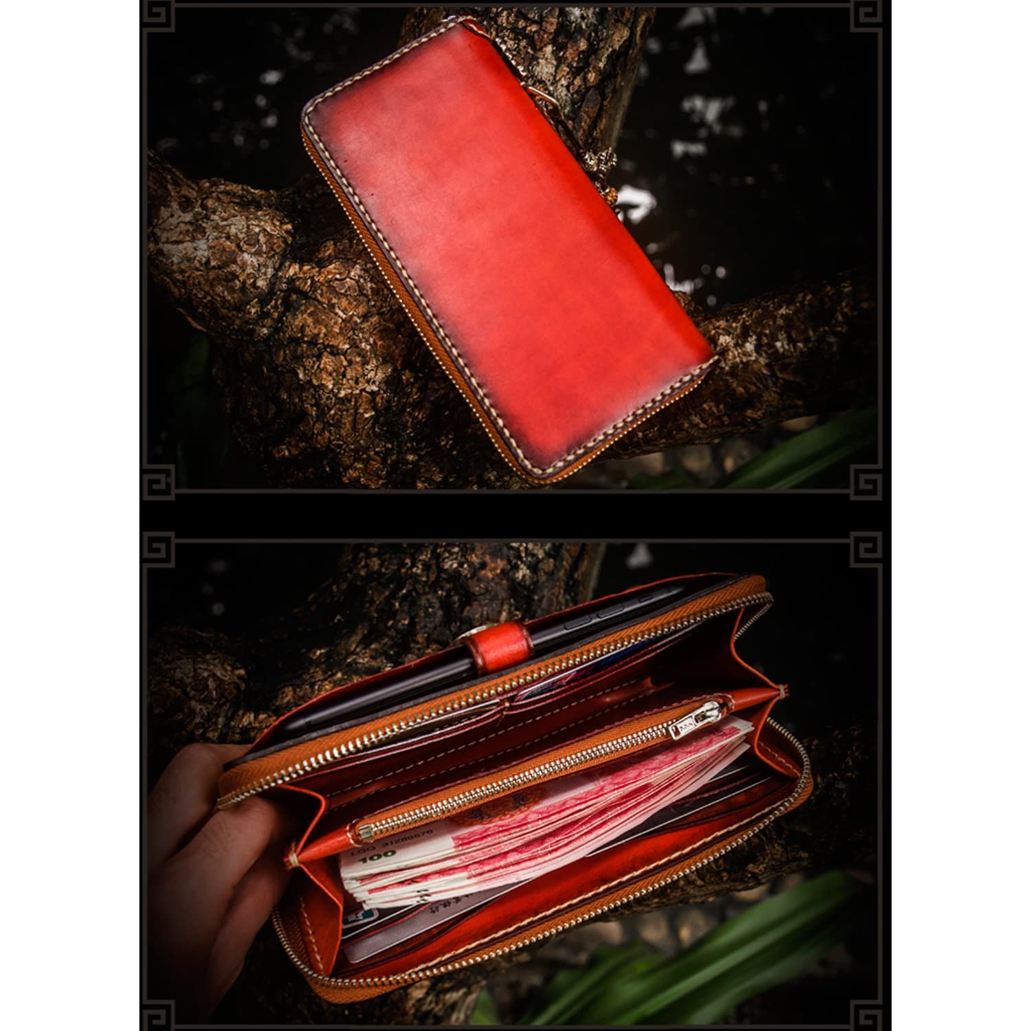 AVLUZ Genuine Leather Wallet for Men & Women - Handmade 8-Credit Card Holder with Large Capacity, Stylish Retro Clutch Purse (Black) | Perfect for Everyday Use, Travel & Business