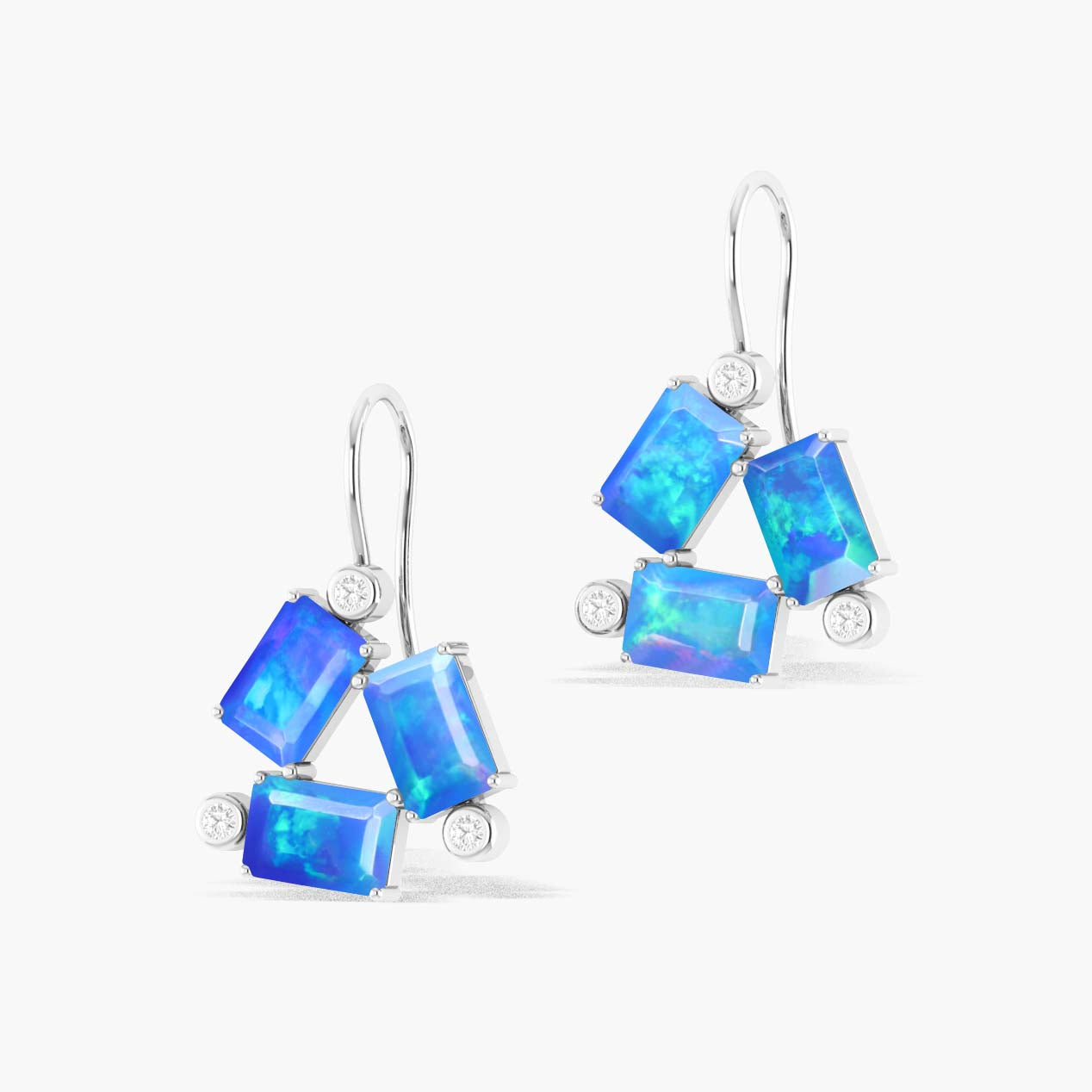 Blue Opal Octagon Stone Dangle Earrings for Women - Handmade Bohemian Jewelry - Perfect for Parties, Weddings & Everyday Wear