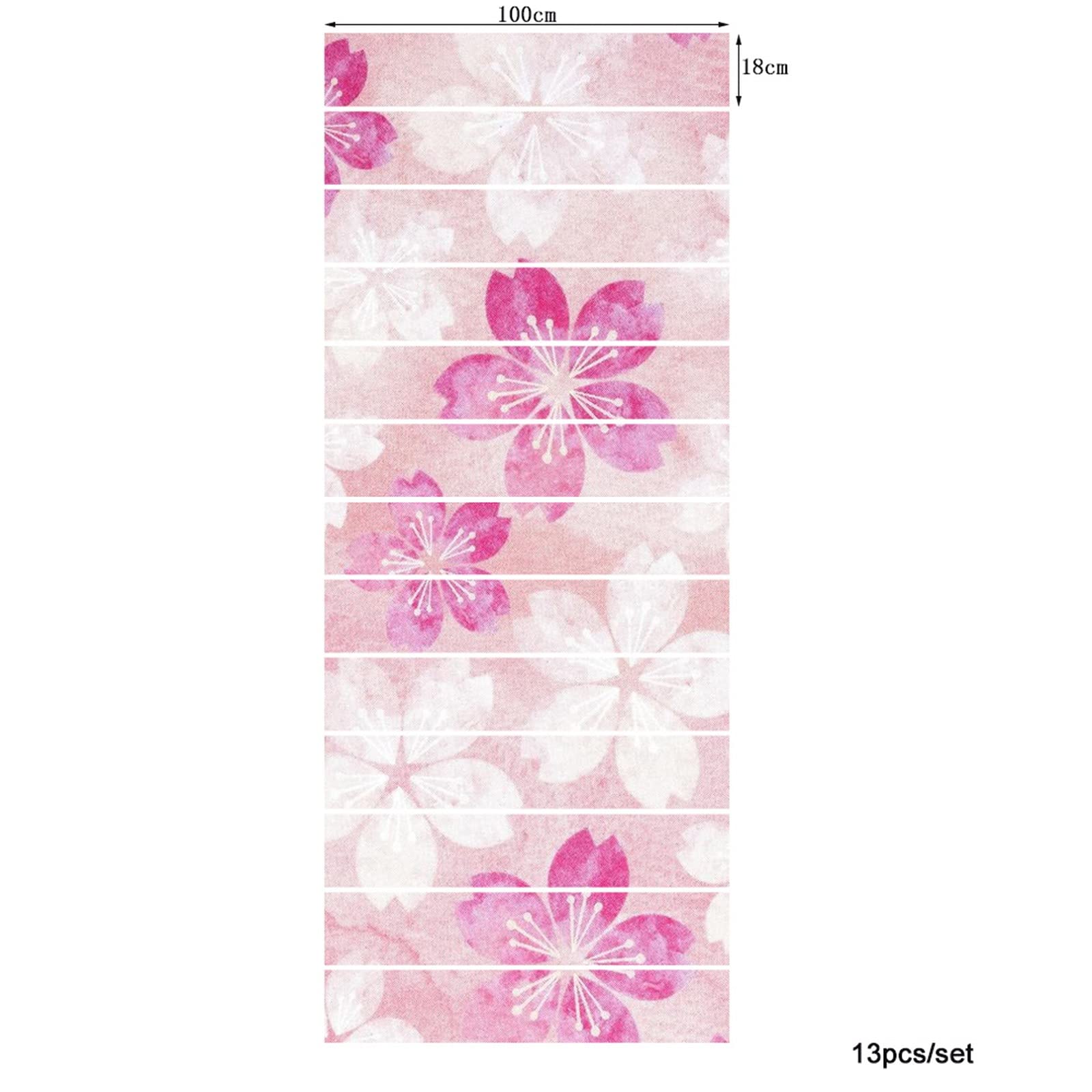 3D Self-Adhesive Removable Stair Stickers - Pink Cherry Blossom Floral Vinyl Decals for Stairs, Kitchen Tiles & Walls (13-Piece Set) | Easy DIY Home Decor for Bedroom, Bathroom & Nursery Renovation