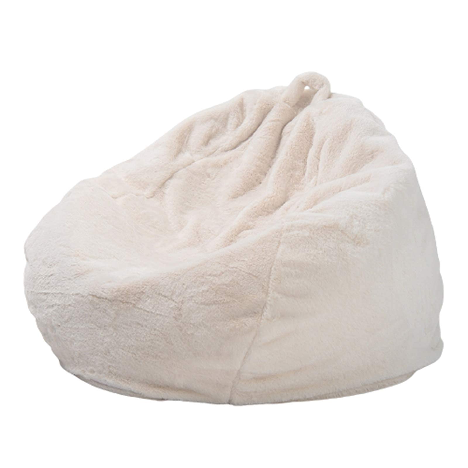 Premium Washable Faux Rabbit Fur Bean Bag Chair Cover with Handle - Soft & Durable Storage Bag for Adults & Kids (White, 39.4