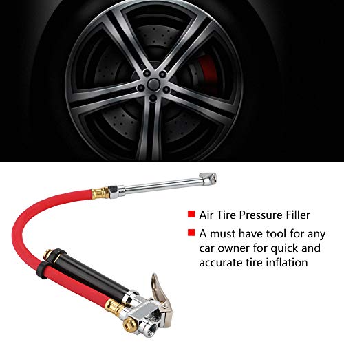 Portable Air Compressor Hose Kit - Handheld Car Tire Inflator with Pressure Gauge & Dual Chuck for Quick Tire Inflation - Perfect for Road Trips, Emergency Car Repairs, and Home Garage Use