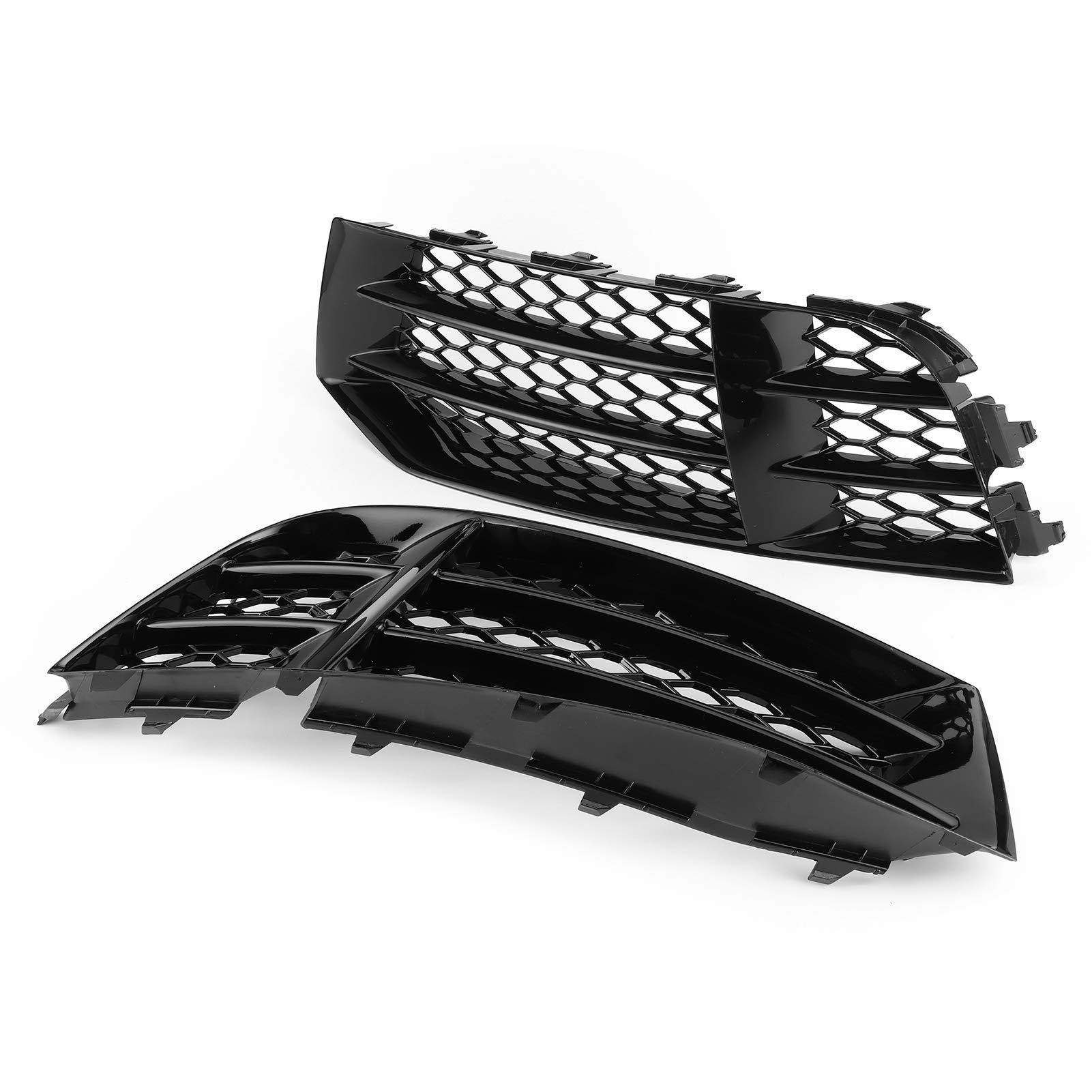 Glossy Black Honeycomb Mesh Fog Light Grilles Cover Trim for Audi RS5 B8.5 (2013-2016) - Front Bumper Lower Grille Replacement - Enhances Style & Protection for Daily Driving & Performance Use