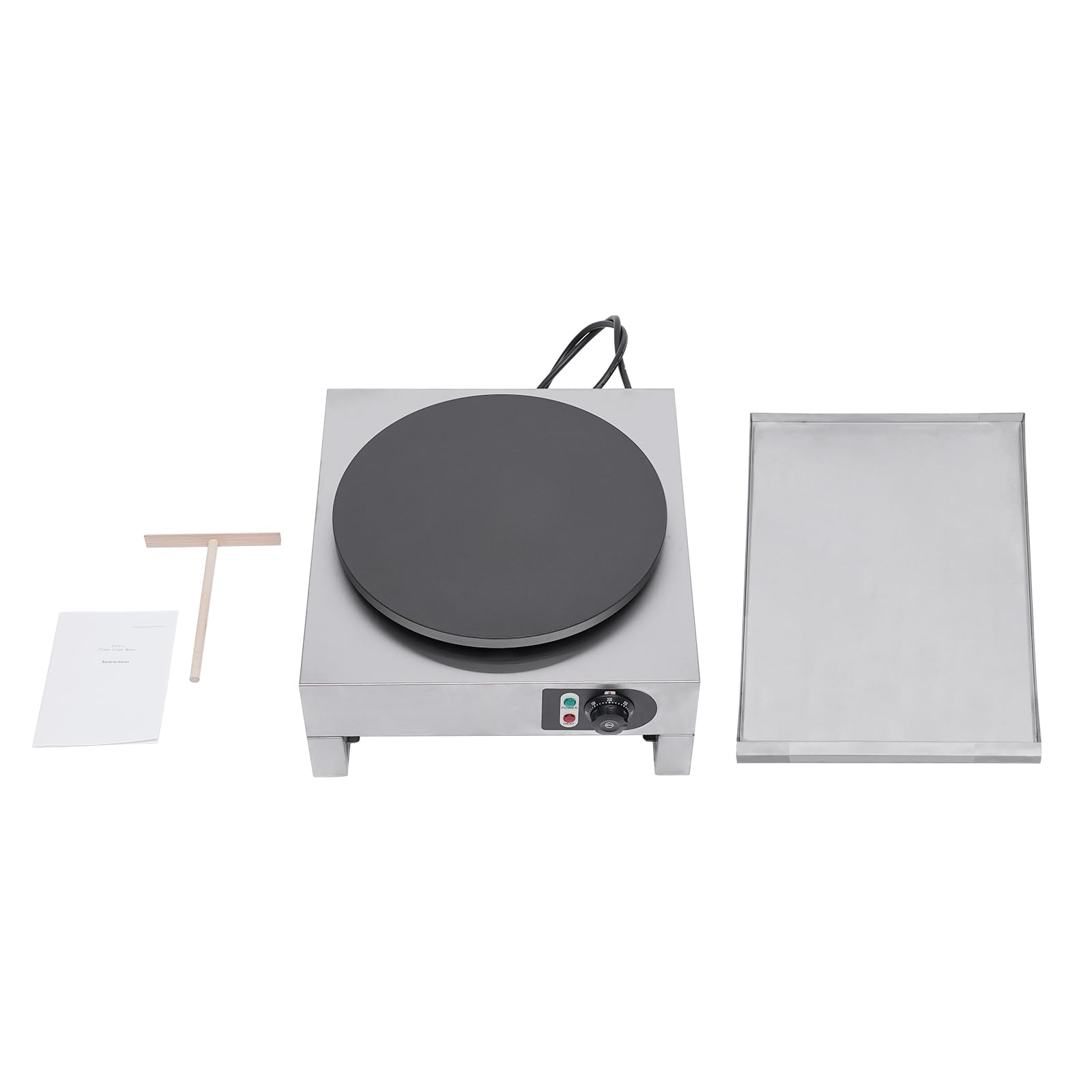 Commercial Electric Crepe Maker - 16 Inch Non-Stick 3000W Pancake Machine with Adjustable Temperature Control & Stainless Steel Base - Perfect for Restaurants, Cafes, and Home Breakfast Cooking